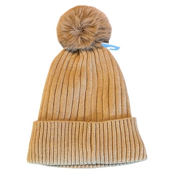 Michael Kors Tan Beanie with Pom Pom, New - Picture 2 of 3